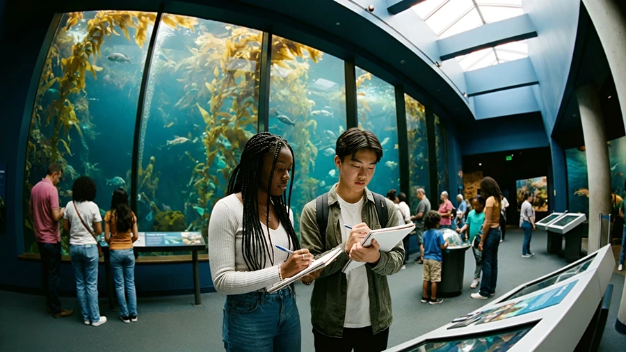 Learners collaborating on a science activity during an educational field experience