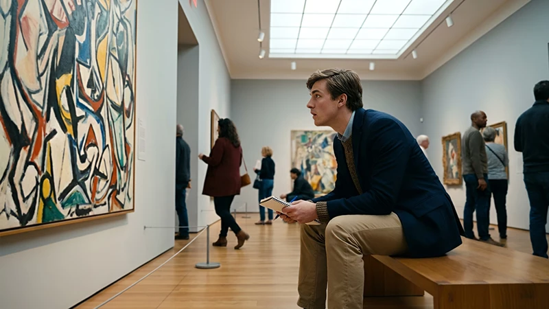 Student reflecting in a gallery space as part of future-focused learning